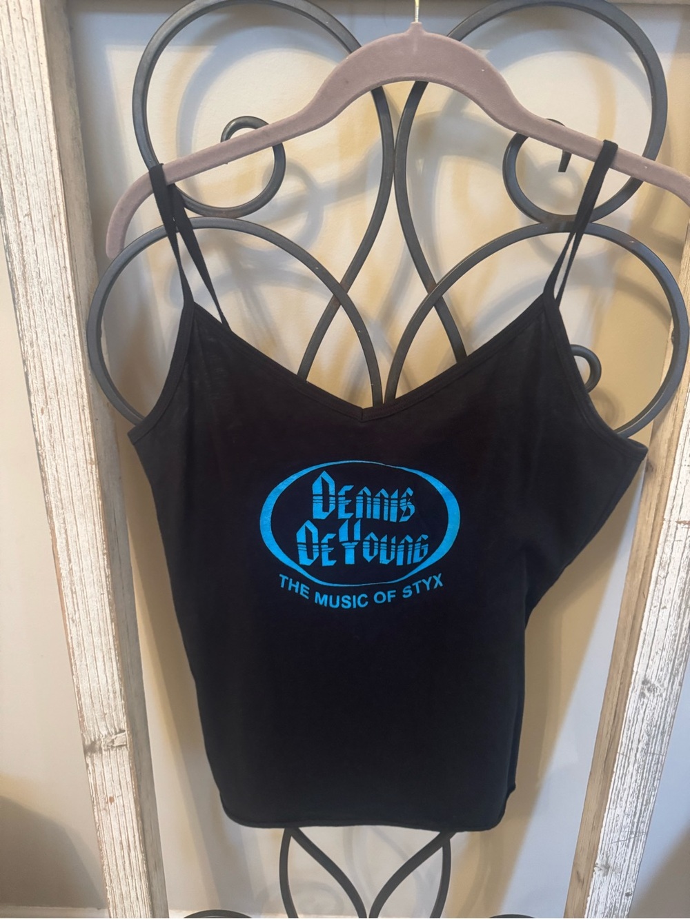 Dennis DeYoung The Music Of Styx Tank Top Camisole Black Blue Logo USA L